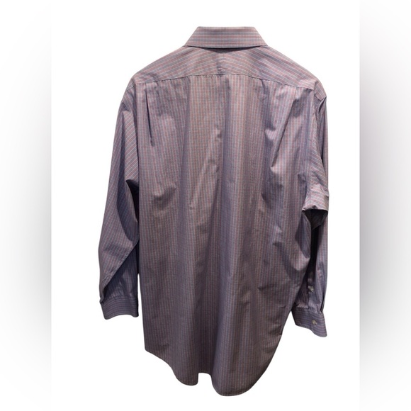 Lands End Mens 17-33 Non Iron Broadcloth Button Up Shirt Blue Check Print L/S - Picture 2 of 4